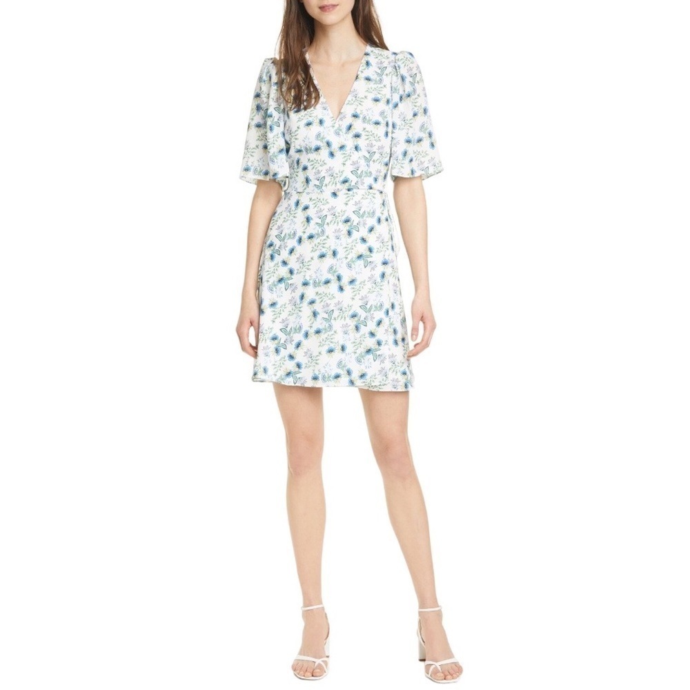 Alice + Olivia Floral Mini Dress - Blue and White